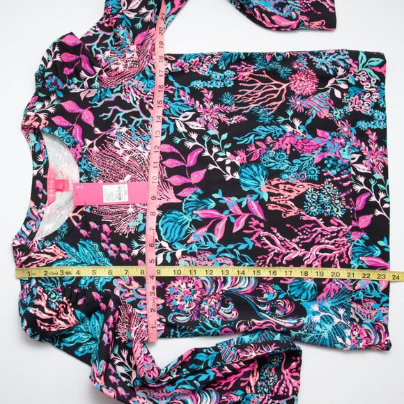 Lilly Pulitzer Jansen Sweatshirt Onyx Twilight Coral Black Multicolor Medium New - Picture 8 of 8
